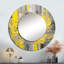Moutarde jaune et gris vif IV - miroir abstrait, miroir mural décoratif rond moderne, impression d'art en métal-99617932