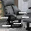  Fauteuil inclinable de massage en similicuir gris neutre avec repose-pieds, inclinaison manuelle pivotante à 360 ° pour un usage domestique