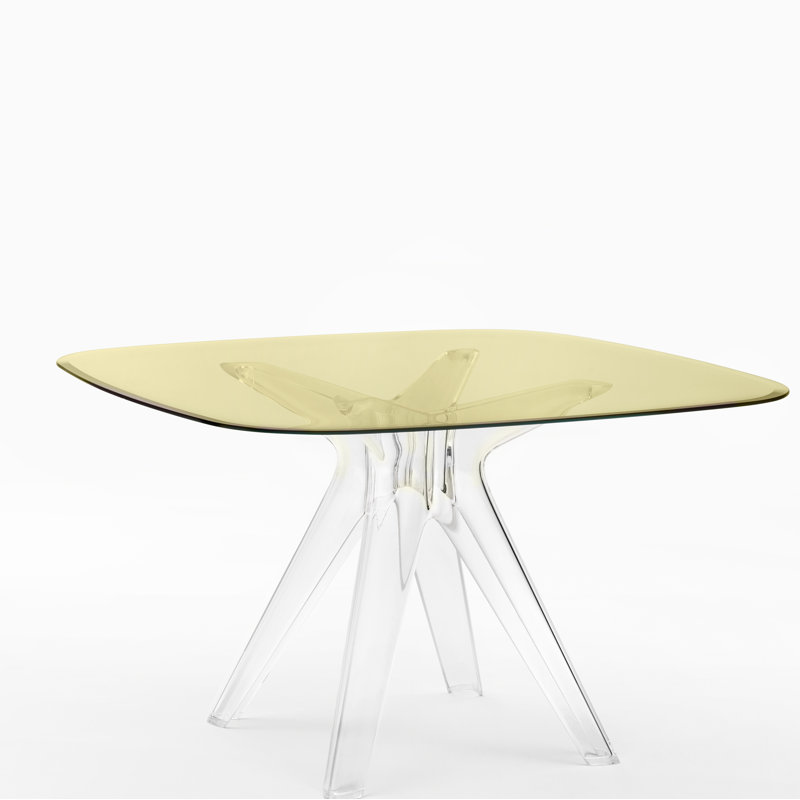 Table carrée Sir Gio, Transparent, Jaune