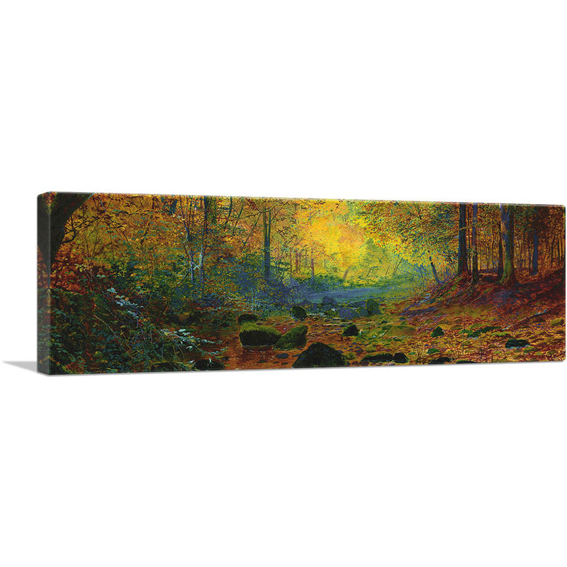 «On the River Greta» par John Atkinson Grimshaw, reproduction d'art sur toile panoramique, H 12 po x l 36 po x 1,5 po