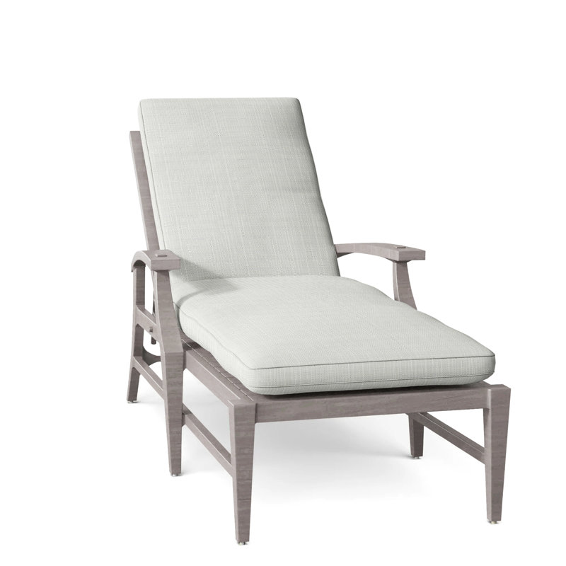 Croquet Aluminum Outdoor Chaise Lounge, Welt, Oyster, Verona Silver
