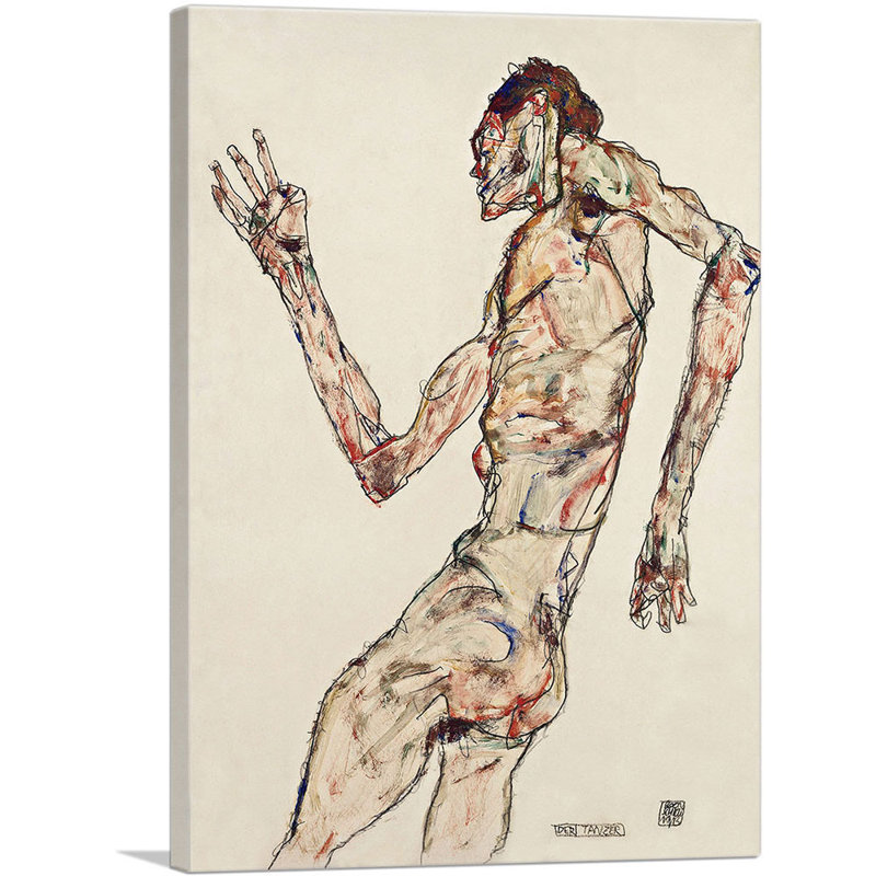 «The Dancer» par Egon Schiele, reproduction d'art sur toile tendue, H 26 po x l 18 po x P 0,75 po