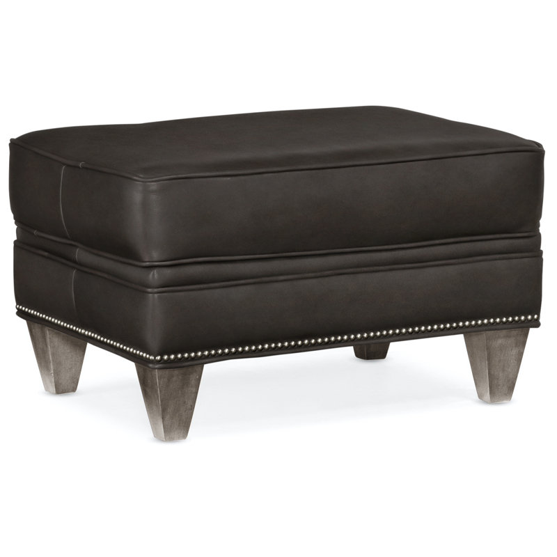 Reddish Ottoman, Gunmetal, Stone, Aline Fumo Genuine Leather