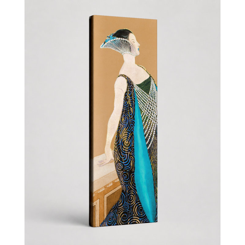 Elegante en robe de soirée, 10" W x 30" H