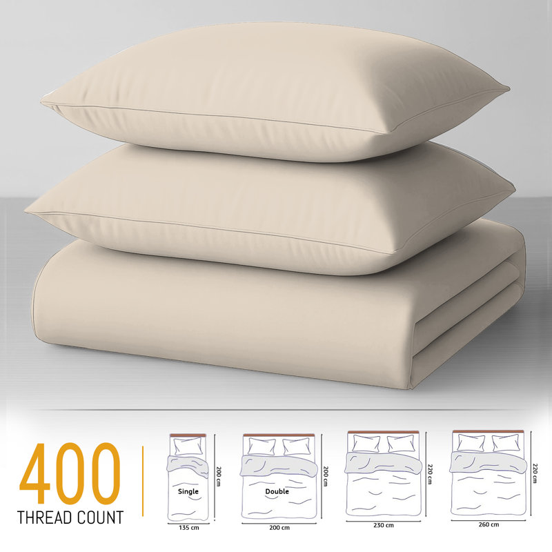Cotton Solid Colour Duvet Cover Set with Pillow Shams Included, Double Duvet Cover + 2 Shams