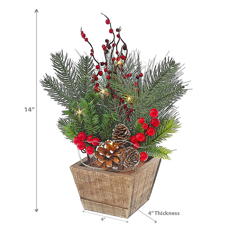 Pot de Noël avec des baies rouges