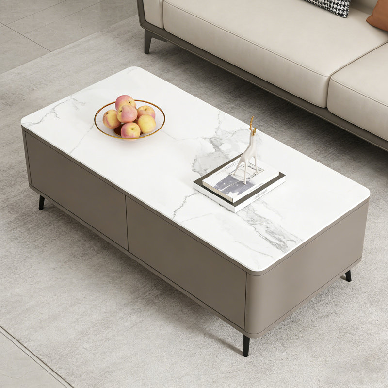 Table basse légère et luxueuse, H 15,74 po x L 51,18 po x l 23,62 po, Gris