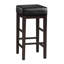 Tabourets de pub 29 po de 2, style transitionnel, siège en similicuir noir, base en bois, 2 tabourets de salle à manger de 29 po, structure de finition, cuir, utilisation-1097653731-1097653733