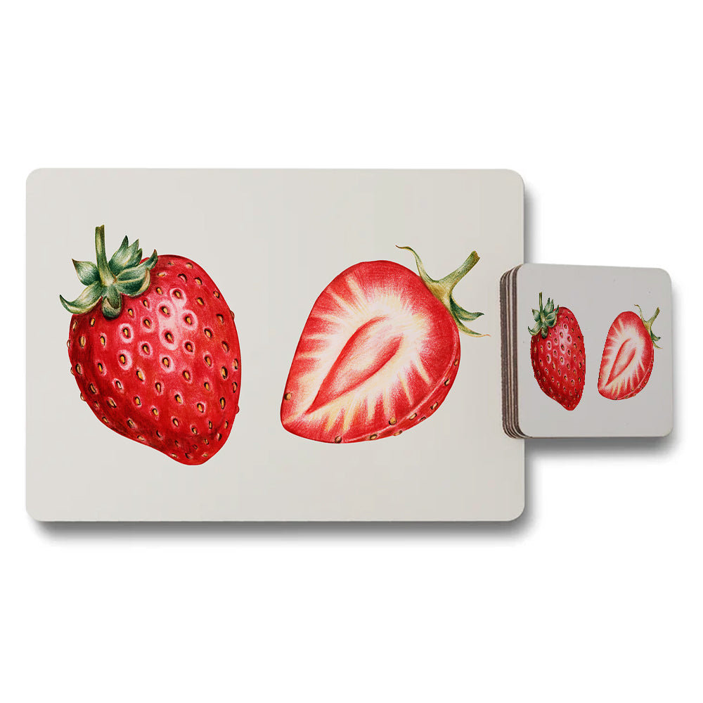 Strawberry Design Placemats And Coasters Set For Dining Table