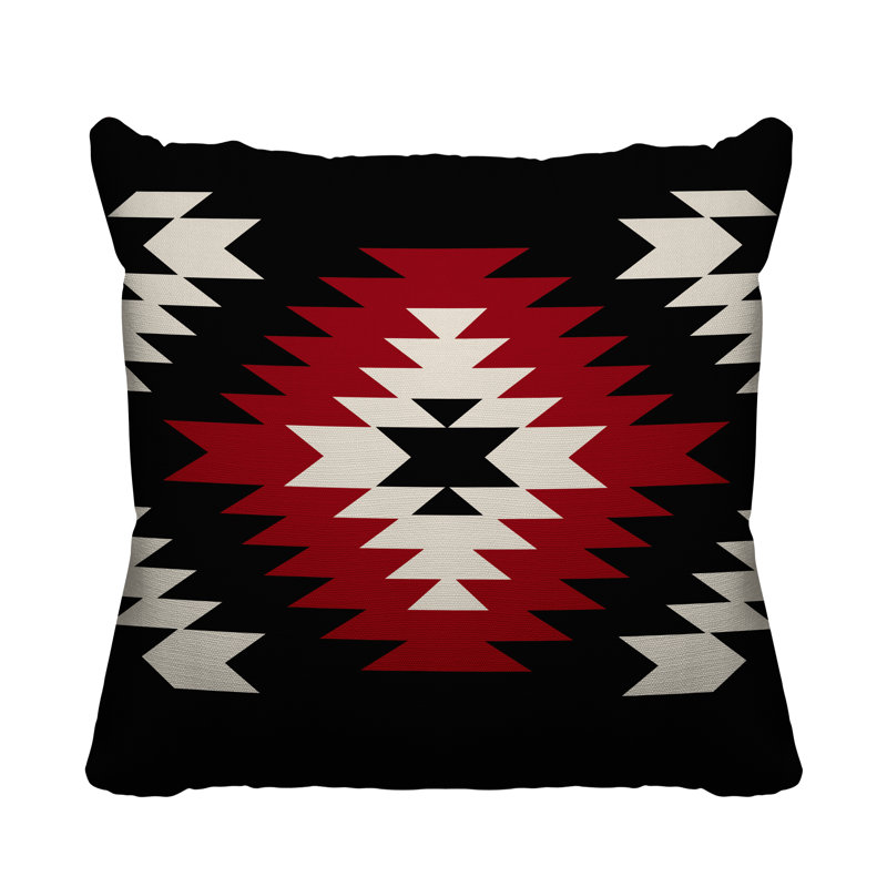 Coussin décoratif intérieur / extérieur Southwestern, L 19 po x H 19 po, Rouge