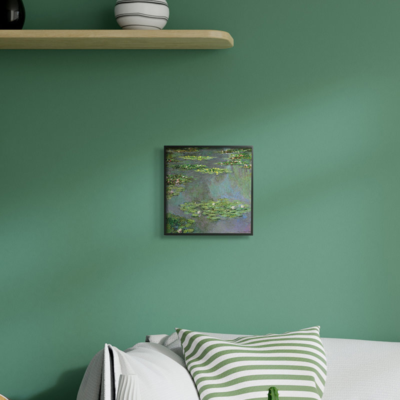 Gros plan sur un nénuphar, peinture traditionnelle par Claude Monet - Peinture, H 12 po x l 12 po x P 1,5 po