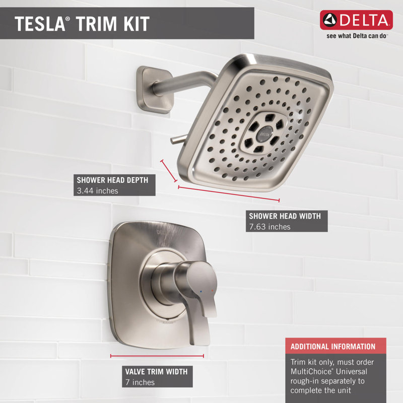 Tesla® Pressure-Balanced Shower Faucet with H2okinetic Technology, Brilliance Polished Nickel
