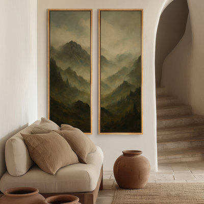 «Moody Layered Mountain Atmosphere», ensemble de 2 reproductions d'art encadrées sur toile 60 po x 20 po x 2 pièces