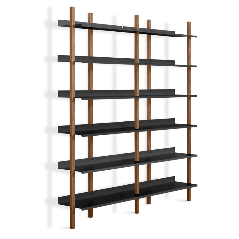 Browser Solid Wood Bookcase, (6 Shelves) 82" H x 37" W x 17" D, Walnut/Oblivion
