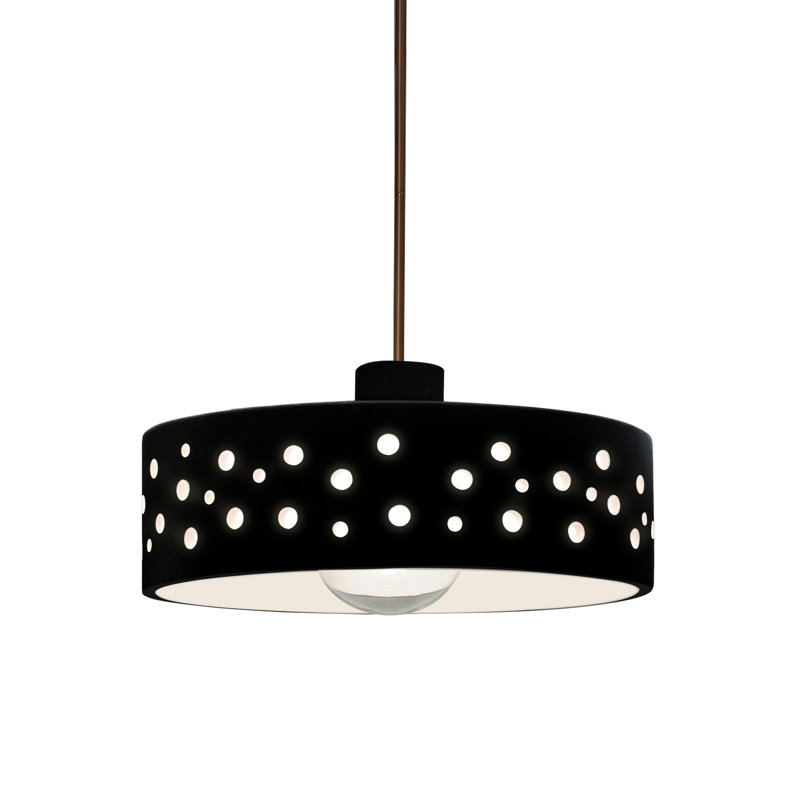 Luminaire suspendu perforé 1 lumière - Tige rigide, Bronze foncé, Incandescente: non incluse, Carbone - noir mat