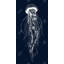 White jellyfish illustration - 24"x48" Framed canvas