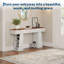 Console 63 pouces blanche avec rangement latéral caché, canapé moderne en bois pour le couloir et le salon, meubles d'appoint anti-basculement pour vestibule
