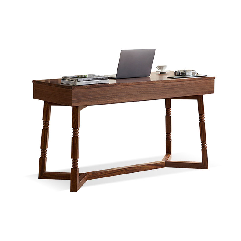Bureau rectangulaire en bois massif avec tiroirs Walnut, Noyer, H 29,92 po x l 47,24 po x P 23,62 po