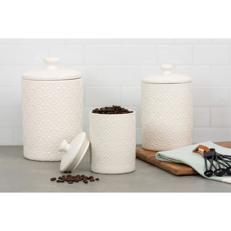 Ceramic / Porcelain Canister - Set of 3, White