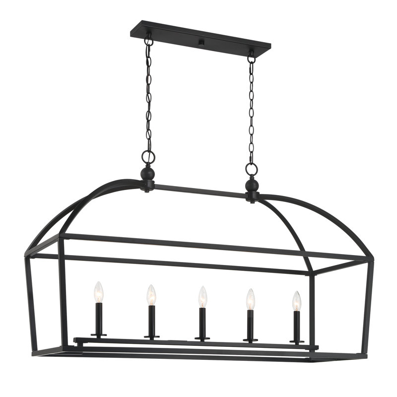 Lustre à intensité variable 5 lumières Alfreda, Matte Black