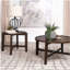 Table d'appoint ronde en bois massif brun foncé Mavis