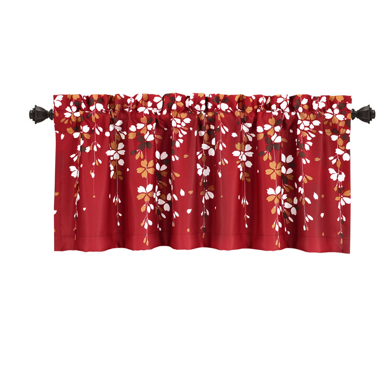 Floral Tailored Window Pelmet, Red