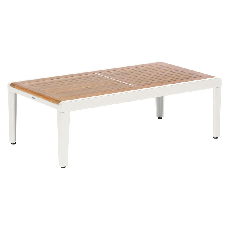 Aura Outdoor Teak Coffee Table, Arctic White, 16" H x 47" W x 26" D