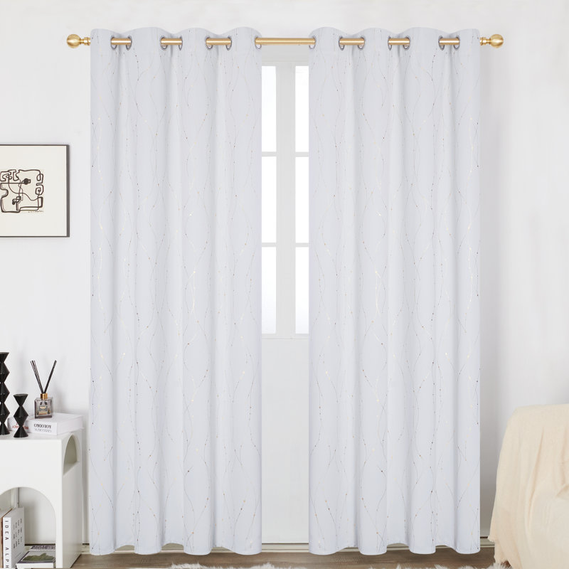 Blackout Curtain Pair, Greyish White, 132cm W x 160cm D