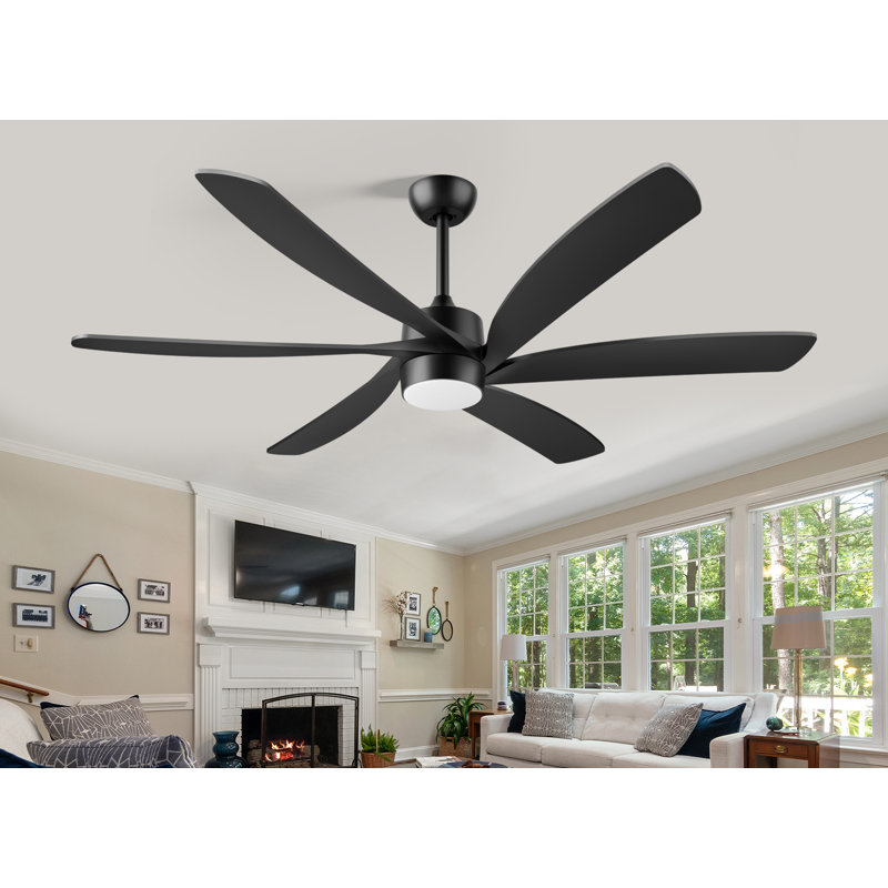 64" Modern Industrial Ceiling Fan With Light, 6 Abs Blades, Quiet Dc Motor, Perfect For Indoor/outdoor Use In Patio, Gazebo, Garage