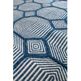 Preston Wool Geometric Area Rug in Ivory/Blue