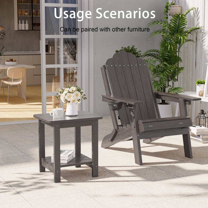 Table d'appoint de patio, ensembles de conversation toutes saisons pour chambre, chevet, porche, balcon et terrasse, Brun