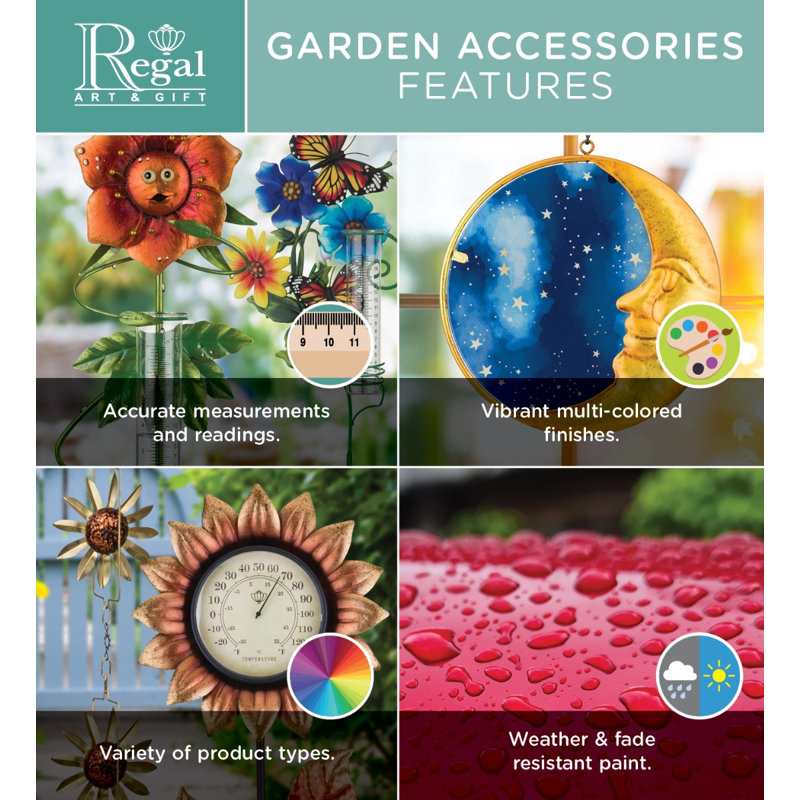 Accessoire de jardin standard en verre et gnome de pluie 42 pouces Gnome
