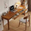 Bureau rectangulaire brun en bois massif-1474239329