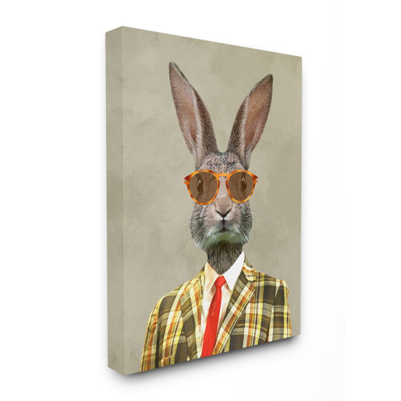 Décoration murale Chantra Rabbit Man Portrait Kids, Toile tendue, H 48 po x l 36 po x P 1,5 po