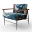 Vibrant Blue Camellia Flower II - Chaise rembourrée avec accents floraux-285523753