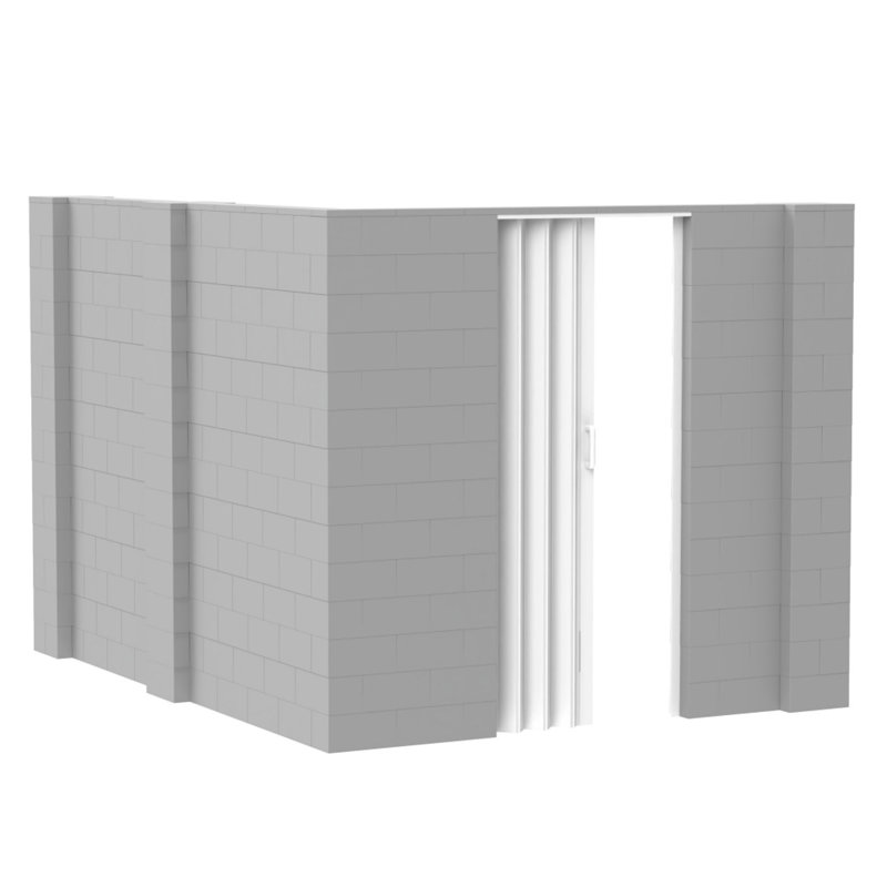 Ensemble mural en forme de L avec porte Everblock, Gris clair, H 84 po x l 120 po x P 96 po