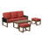 3-Person Outdoor Patio Cedar Wood Brown Round Wicker Sofa Seating Group with Olefin Thick Cushions, Slat Coffee Table, Ottomans-2071778596