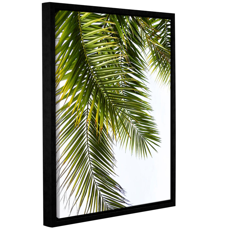 'Palm Leaves' Graphic Art Print on Canvas, 32" H x 24" W x 2" D, Black Floater Frame