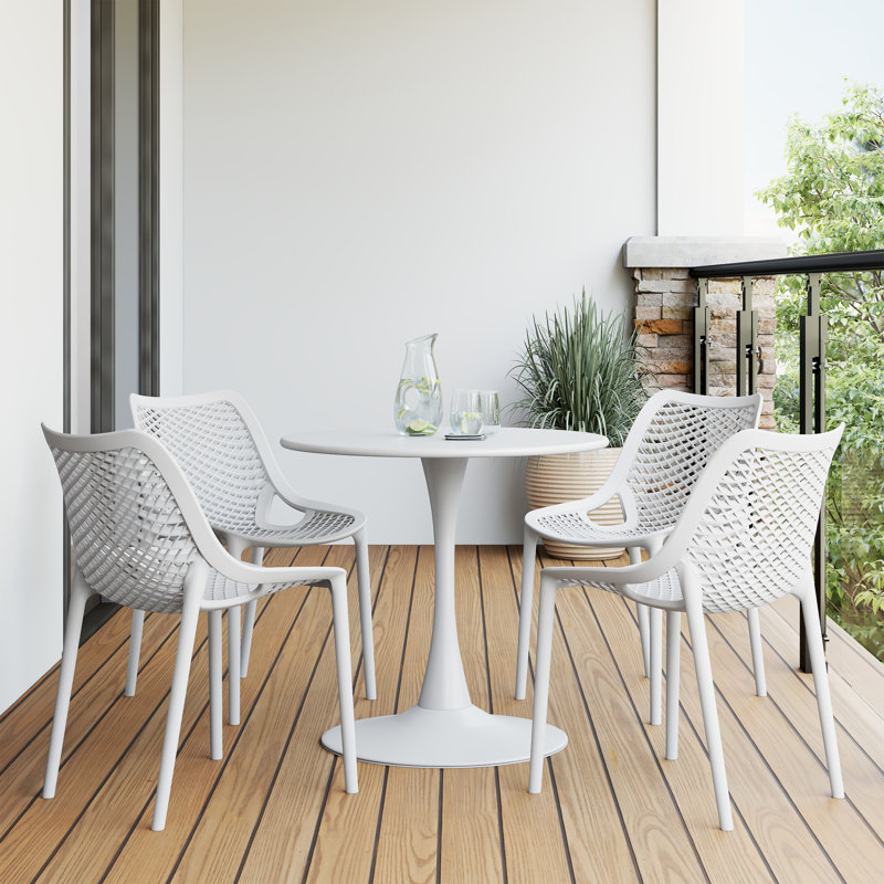 Outdoor Round Dining Set, White