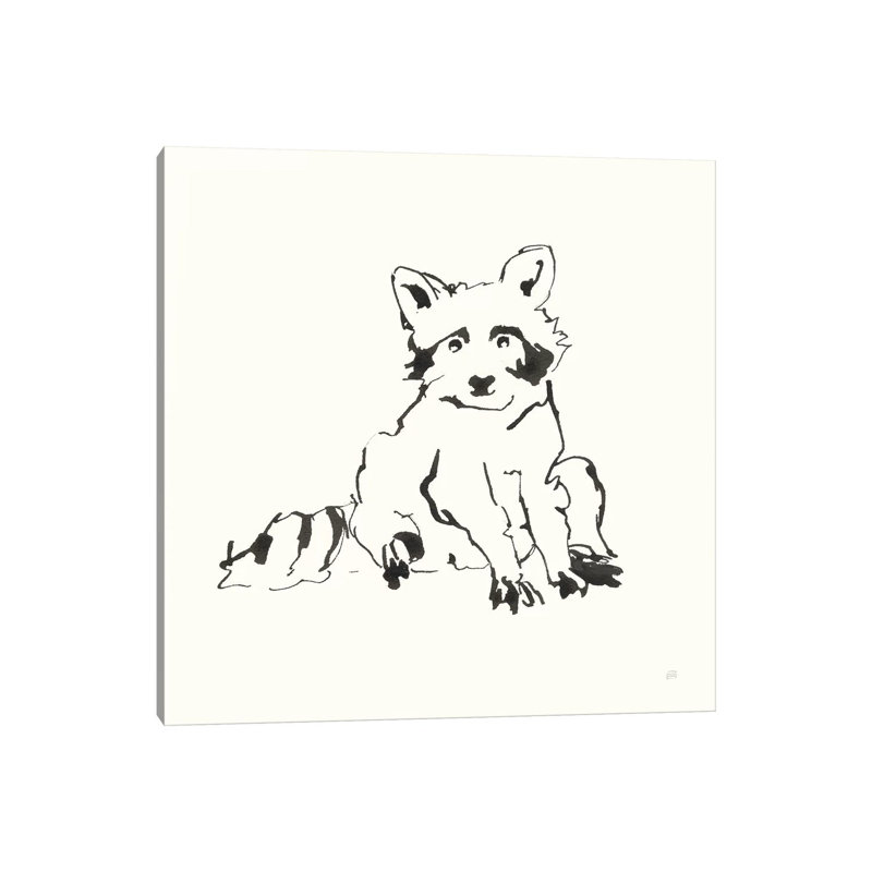 Line Raccoon by Chris Paschke - Painting on Canvas, Wrapped Canvas, 66.04cm H x 66.04cm W x 3.81cm D