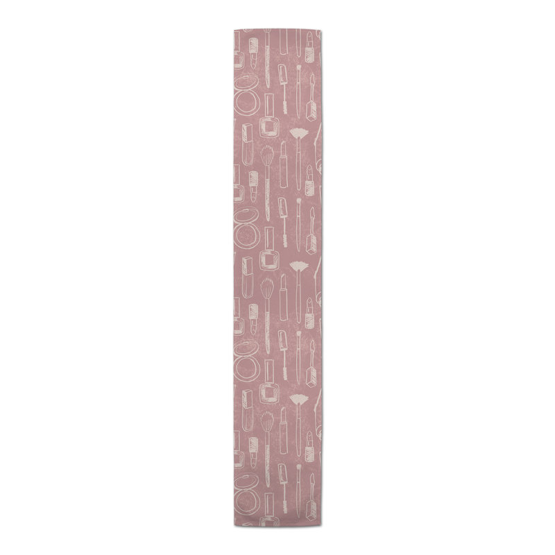 Chemin de table Dewaun, L 90 po x l 16 po, Blanc / rose