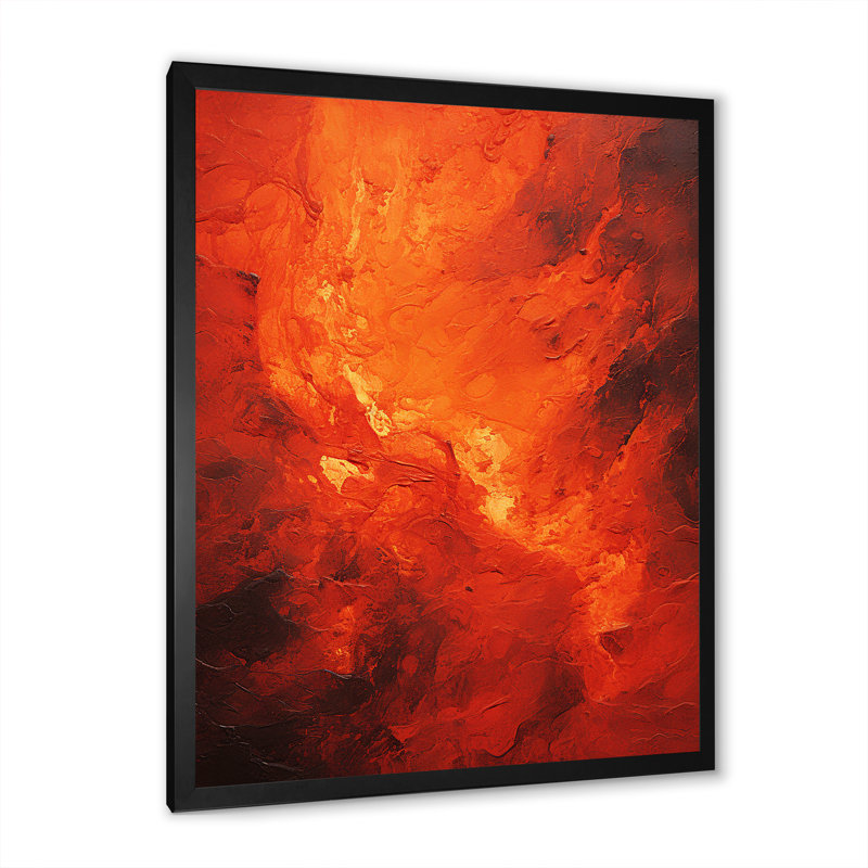 Volcanic Tachisme Fusion 3 - Tachisme, art mural, H 32 po x l 24 po x P 1 po, Cadre simple noir