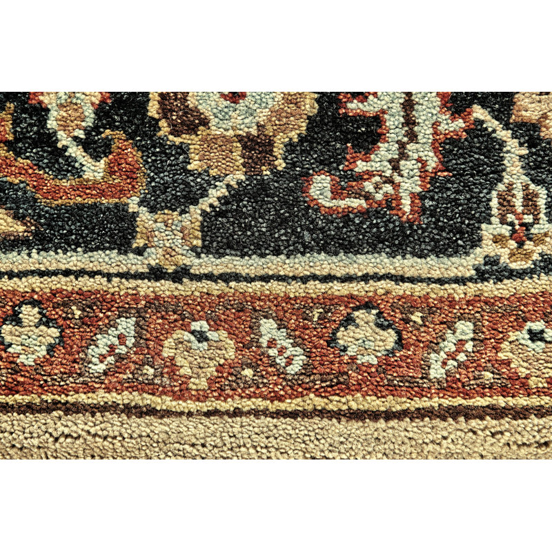 Tapis oriental doré riche en laine noué à la main Herta, Rectangle 2 pi x 3 pi