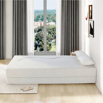 2-In-1 Foldable Sofa Bed,75 Inch Folding Boneless Couch Convertible Compressed Sleeper Sofabed, Memory Foam Faux Fur Upholstered Cloud Couch Mattress Bed W/ 2 Pillows For Living Room Apartment