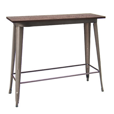 Table de bar d'intérieur 16 po x 48 po et plateau en bois d'orme de couleur noyer
