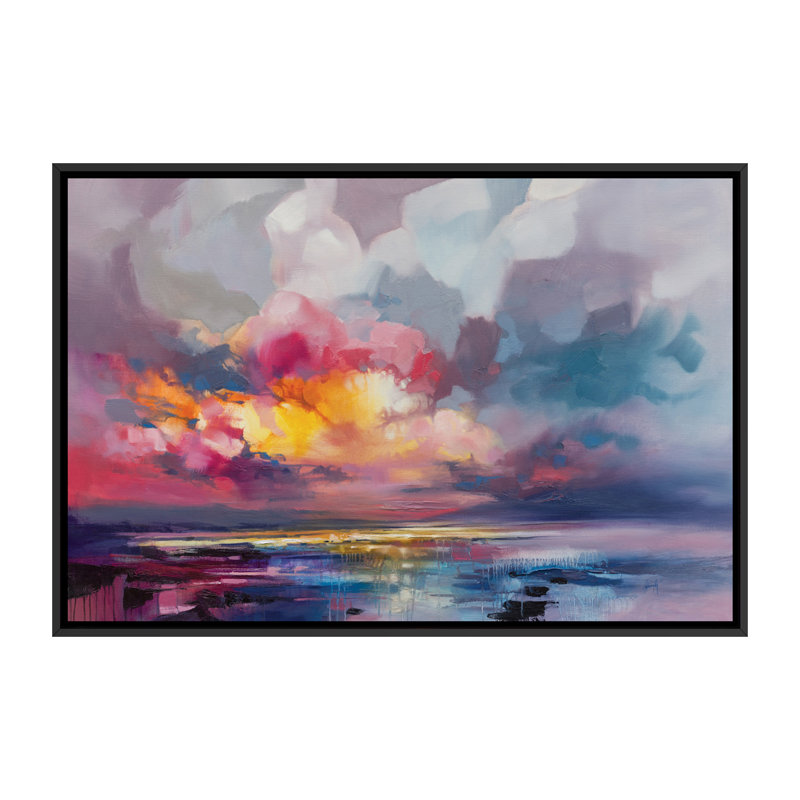 « deplacement » par scott naismith-reproduction d’art, Toile avec cadre noir, H 18 po x l 26 po x P 1,5 po