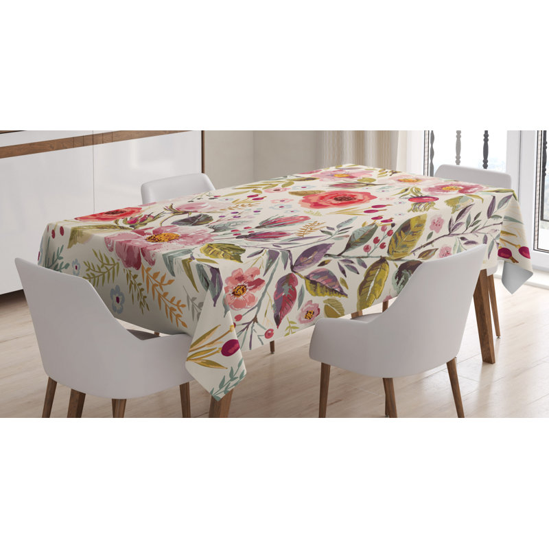 Shabby Flora Dining Room Kitchen Tablecloth, 70" L x 52" W