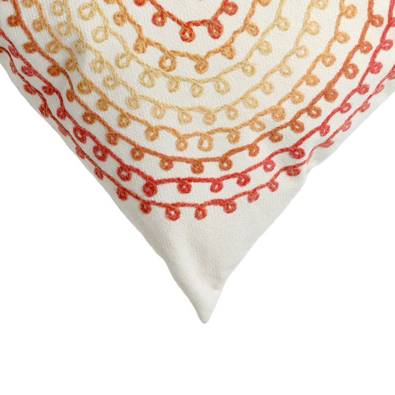 Embroidered Outdoor Throw Pillow, 20" x 20", Ivory