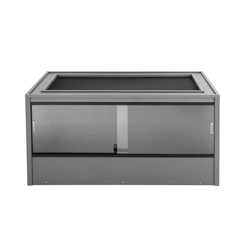 3-Piece Stackable Reptile Terrarium Bundle with 2 Front-Opening Habitats and Connector, Large, Gray, 57.3"H x 48"W x 24.5"D