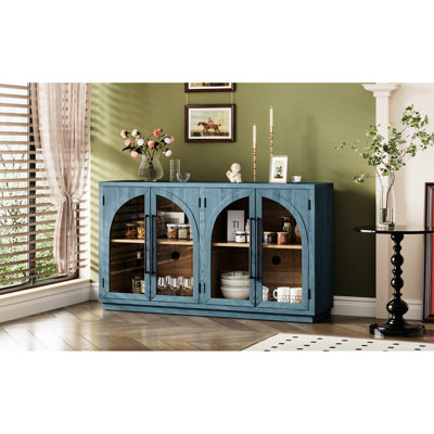 Retro Sideboard With Construction For Kitchen & Living Room Navy Navy Robust Structure And Customizable Storage Arrangements